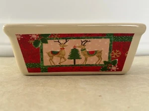 Weihnachten Mini Steinzeug Laib Pfanne doppelseitig Rentier Design 5,5 x 3,5 x 2,25 - Bild 1 von 10
