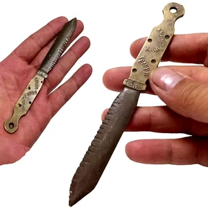 Cuchillo abrecartas grabado latón bronce vintage diseño espada metal macizo 6,1"" - Imagen 1 de 13