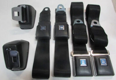 Black Seat Belts For Chevelle 1964-72 GM A Body Black Seatbelt Front + (2) Rears - Image 1 of 4