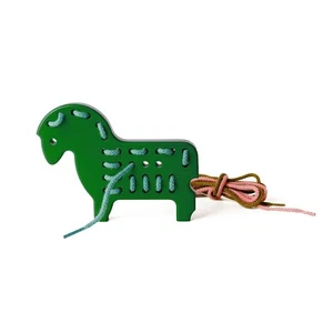 Kurt Naef Schnurpfel Pony wooden toy lacing threading knotwork game kids Swiss - Picture 1 of 5