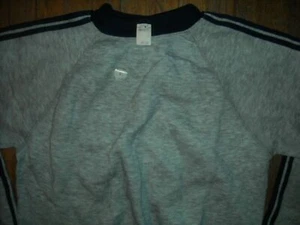 VTG 80S MENS NOS NWT LARGE HEATHER BLUE STRIPE SWEAT SHIRT - Picture 1 of 3