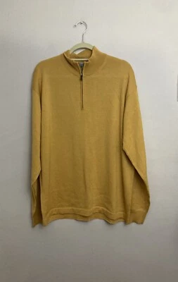 Lineo Uomo Mens Sweater Wool Blend XXL gold Yellow Mockneck Half Zip - Image 1 of 3