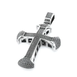 Stainless Steel 316 Pave Men's Cross Pendant (Only Pendant) - Picture 1 of 8