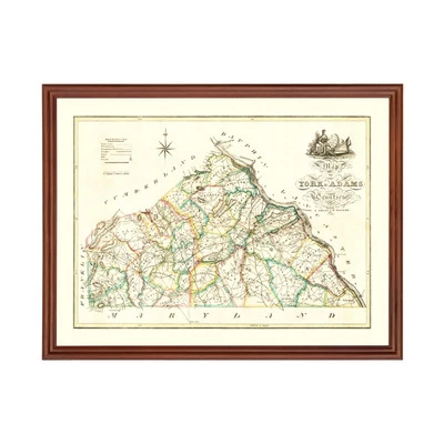 Old Map of York County, PA 1821 - Vintage Pennsylvania Art - Image 1 of 4