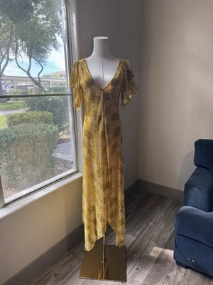 Emma And Michelle, Small, Cottagecore Yellow floral maxi dress ruffle sleeves. - Image 1 of 4