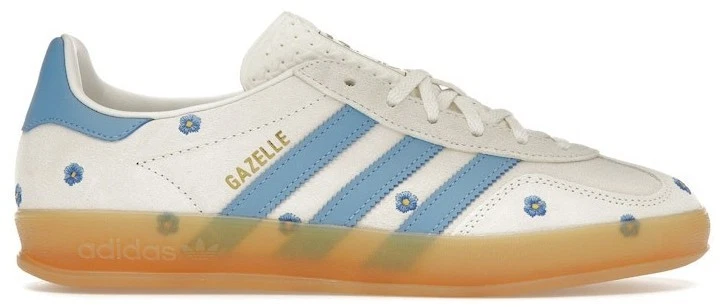 Size 7.5 - Adidas Gazelle Indoor Light Blue Floral Embroidery W