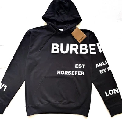 BURBERRY 男式黑色棉连帽运动衫 XL 码 — 第 1/4 张图片