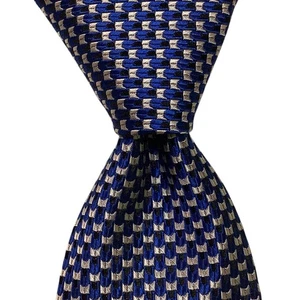 JOS. A. Corbata BANK Signature Collection Para Hombre 100% Seda Geométrica Azul/Gris Usada en Excelente Condición - Imagen 1 de 3