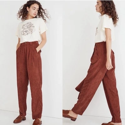 Pantalones Madewell Pana Tiro Alto Cónicos Polvoriento Redwood Para Mujer Talla 2 Preppy Foto 1 de 4