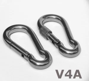 Karabinerhaken V4A Edelstahl Nirosta mit Schraubverschluss 5 x 50 - 11 x 120 a - Picture 1 of 22