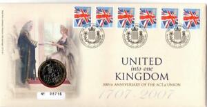 2007 GB Act of Union 300th Anniversary Bunc £2 Coin Royal Mail/Mint Cover