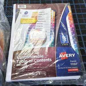 Avery Ready Index Customizable Table of Contents Asst Dividers 15-Tab Ltr 6 Sets - Picture 1 of 9