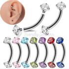 Surgical Steel Double Gem Curved Barbell Eyebrow Bar Body Jewellery Lip Tragus