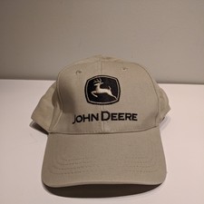 John Deere Patch Logo Adjustable Beige Hat Cap Nothing Runs Like a Deere 