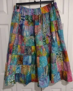 1X 2X 3X 4X Cotton Boho Hippie Folk Tiered Long Full Skirt Multicolor Batik a - Picture 1 of 4