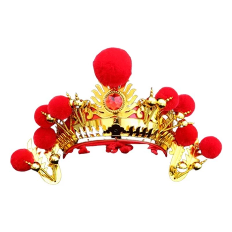 Chinese Opera Hat for Adults Villous Ball Drama Headdress Funny Festival Party - Image 1 of 4