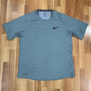 Nike Pro Shirt Mens Extra Large Gray Black Swoosh Fitted Running Dri-Fit - Picture 1 of 10