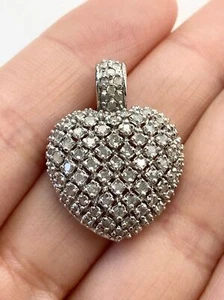 925 sterling silver genuine diamond heart pendant - Picture 1 of 7
