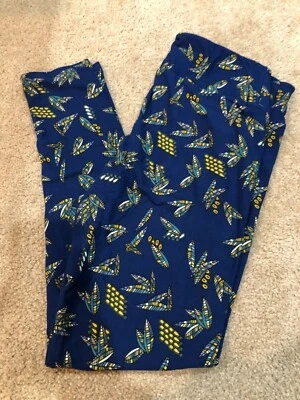 NOVA Leggings LuLaRoe TC Alta e Curvilínea Folhas Coloridas Penas Asteca Geométrica - Imagem 1 de 2