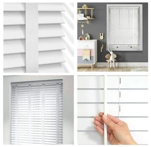 Persianas venecianas de ventana de madera sintética cortinas recortables de listones de 50 mm con cinta y cuerda - Imagen 1 de 20