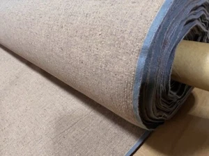 Dead stock cotton pongee by the yard, Japanese brown fabric with green selvage. - Picture 1 of 7