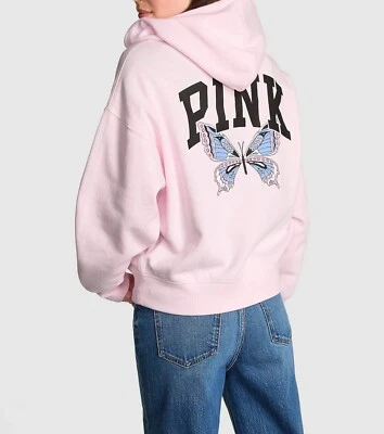 Victoria’s Secret PINK Ivy Fleece Campus Full-Zip Hoodie Butterfly Limited Ed XL - Image 1 of 4