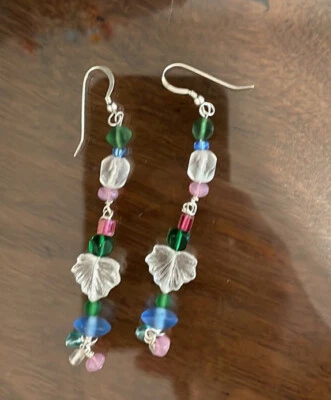 Lucy Isaacs Vintage Flower Glass Bead Earrings  - Image 1 of 2