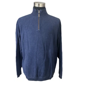 Tommy Bahama Herren Blau Quarter Zip Pullover Frottee Strickpullover Large Baumwolle - Bild 1 von 8