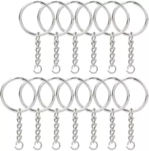 50 Pcs 1 Inch Split Keyrings with Chain - Silver Keychain Rings - Picture 1 of 6