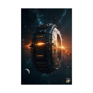 Rolled Space Poster, Cosmic Colony, Wall Decor - Picture 1 of 9