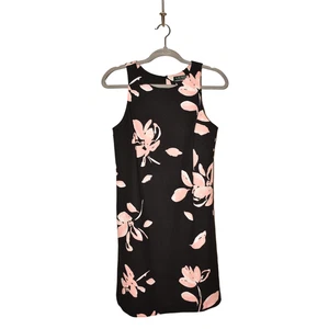 Vestido recto LAUREN RALPH LAUREN $129 sin mangas elástico negro rosa floral talla 4 - Imagen 1 de 3