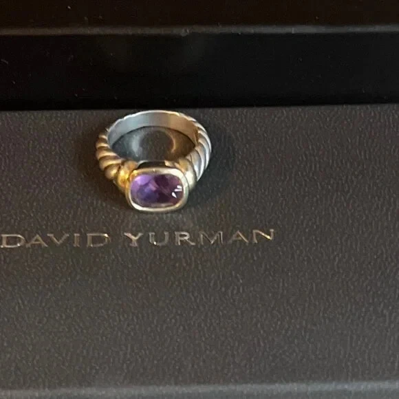 Anillo Cable David Yurman Oro 14K y Plata Esterlina Amatista Nobleza Talla 6.5 Foto 1 de 4