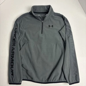 Under Armour Boys Youth Large Pullover Fleece Jacket Collar 1/4 Zip Gray Winter - Picture 1 of 8