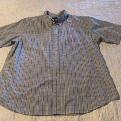 Dockers Mens Shirt Size XL Button Up Short Sleeve Blue Plaid - Image 1 of 4