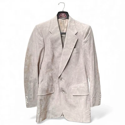 Blazer de camurça Christian Dior masculino terno jaqueta casaco esporte 2 dois botões bege pequeno - Imagem 1 de 4