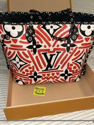 Bolso Louis Vuitton Neverfull con Cartera MM Crafty Gigante Monograma Negro Rojo Foto 1 de 4