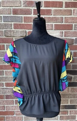 Women’s Dolce Vita Black Multi-color Striped Sz L Blouse - Image 1 of 4
