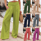 Women's Cotton Linen Palazzo Pants Wide Leg Loose Summer Pants Fabric Pants