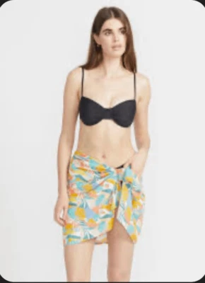 Volcom Colorful Birds of Paradise Orange and Teal Beach Sarong - Image 1 of 4