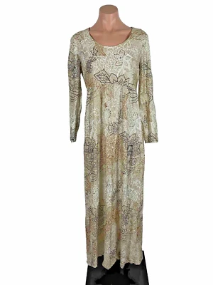 Maxi Vestido Psicodélico De Colección Años 60 70 Lúrex Metálico Brillo Vestido de Fiesta Talla 16 Foto 1 de 4