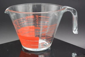Vintage Pyrex konisch umgekehrt lesen metrisch imperial 2 Tassen Messbecher roter Schriftzug - Bild 1 von 5