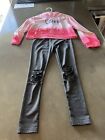 Girls Shein Outfit Size 7 - Pink Hoodie Sweatshirt W/Gray Leggings