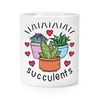Succulents And Hearts Makeup Brush Pencil Pot - Funny Plant Joke