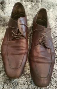 HUGO BOSS Leather Oxford Dress Mens Sz 12  Dress Casual Fashion Shoes Burgundy  - Picture 1 of 11
