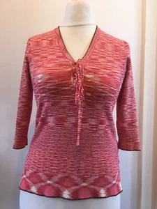 Karen Millen Womens 3/4 Sleeve Lace Up V Neck Stretch Viscose Blend Blouse Top - Picture 1 of 6