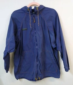 VTG Columbia WM M Windbreaker Jacket Blue Zip Closure Hood Vent Holes Drawstring - Picture 1 of 4
