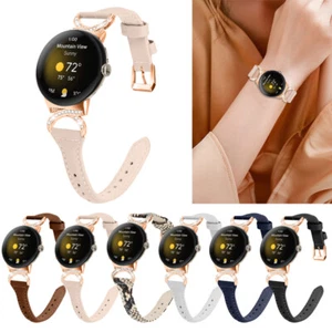 For Google Pixel Watch 1 2 Luxury Bling Rhinestones Bracelet Leather Band Strap - Picture 1 of 18