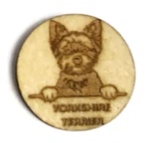 DOG YORKSHIRE DOG 8pc Magnet Set Handmade Wood Laser Engraved Home Office Vet - Picture 1 of 3