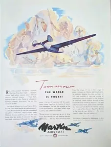 1943 Vintage seconda guerra mondiale stampa aereo annuncio, Martin Aircraft. - Foto 1 di 1