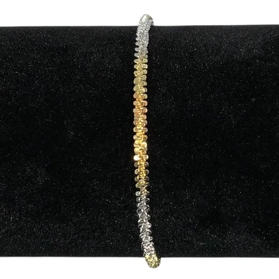 Tri-Color Twisted Rock Bracelet - 7” 2.4mm 3.4g - 925 Silver 14K Gold 玫瑰金 — 第 1/4 张图片